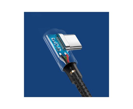 Дата кабель USB 2.0 AM to USB-C 0.5m 3A 90° corner US176 black Ugreen (20855), зображення 3