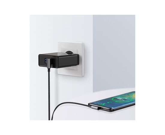 Дата кабель USB 2.0 AM to USB-C 0.5m 3A 90° corner US176 black Ugreen (20855), зображення 4