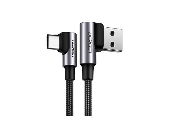 Дата кабель USB 2.0 AM to USB-C 0.5m 3A 90° corner US176 black Ugreen (20855)