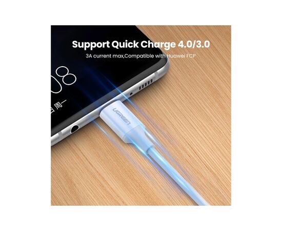 Дата кабель USB-C to USB-C 0.5m 3A 60W US264 white Ugreen (60517), изображение 3