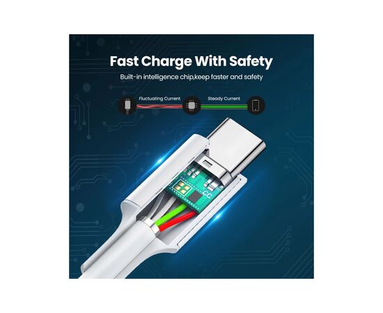 Дата кабель USB-C to USB-C 0.5m 3A 60W US264 white Ugreen (60517), изображение 6