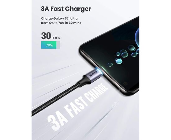 Дата кабель USB-C 3.1 to Micro USB 3.0 1.0m 3A US312 black Ugreen (20103), изображение 3
