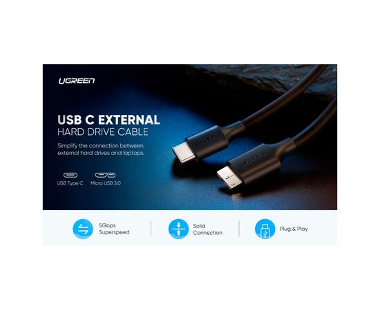 Дата кабель USB-C 3.1 to Micro USB 3.0 1.0m 3A US312 black Ugreen (20103), изображение 4