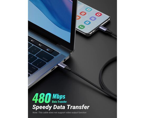 Дата кабель USB-C to USB-C 1.0m 240W US535 space gray Ugreen (15311), изображение 4