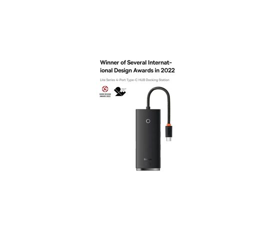 Концентратор Baseus USB-C to 4xUSB 3.0 1.0m black (WKQX030401), изображение 9