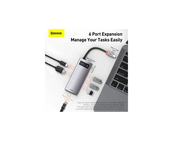 Концентратор Baseus USB-C 6-in-1 (CAHUB-CW0G), изображение 12