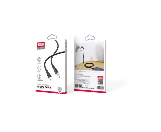 Дата кабель USB-C to Lightning 1.0m 20W liquid silicone NB208A black XO (6920680826810), изображение 2