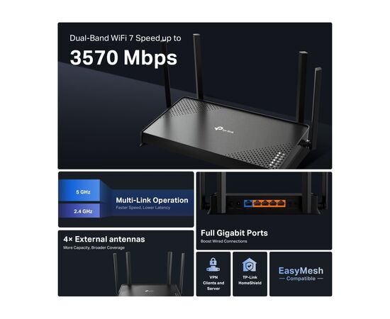 Маршрутизатор TP-Link Archer BE220 (ARCHER-BE220), зображення 5