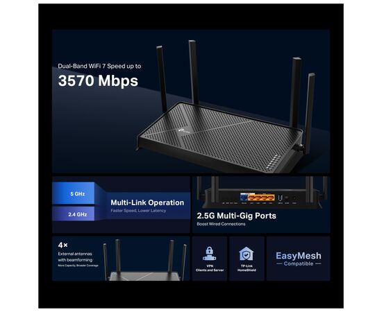 Маршрутизатор TP-Link Archer BE230 (ARCHER-BE230), зображення 5