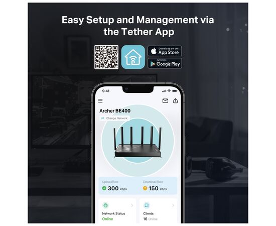 Маршрутизатор TP-Link Archer BE400 (ARCHER-BE400), зображення 9