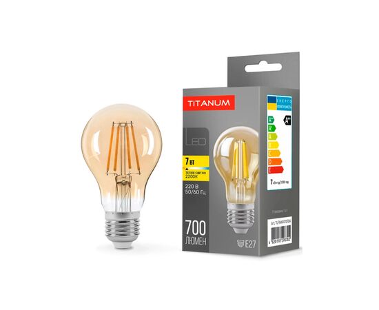 Лампочка TITANUM Filament A60 7W E27 2200K бронза (TLFA6007272A), изображение 2