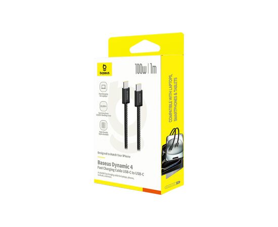 Дата кабель USB-C to USB-C 1.0m 100W (20V/5A) black Baseus (P10381400121-00), зображення 2