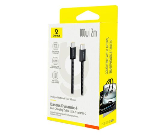 Дата кабель USB-C to USB-C 2.0m 100W (20V/5A) black Baseus (P10381400112-00), зображення 2