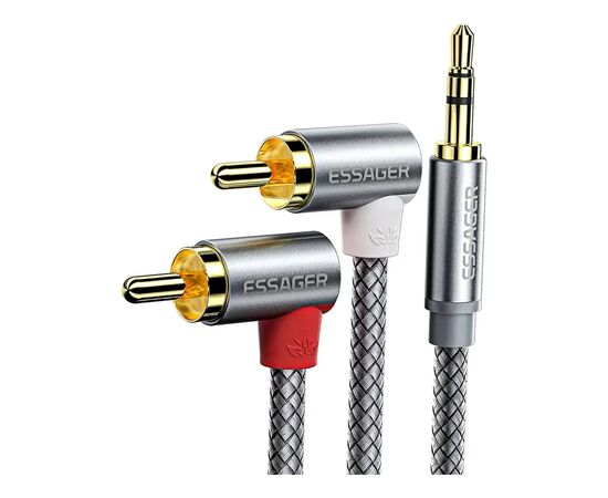Кабель мультимедійний 3.5mm M to 2xRCA M 3.0m 90° corner Essager (EYPWT-MYC0G-P)