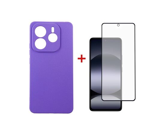Чехол для мобильного телефона Dengos Xiaomi Redmi Note 14 4G Carbon + glass (Purple) (DG-KM-136)