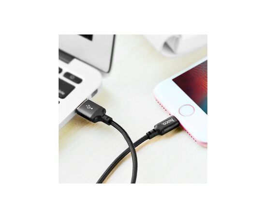 Дата кабель USB 2.0 AM to Lightning 1.0m 2A nylon X14 black HOCO (6957531062820), изображение 10