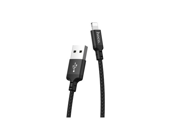 Дата кабель USB 2.0 AM to Lightning 1.0m 2A nylon X14 black HOCO (6957531062820), изображение 2