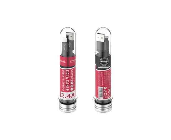 Дата кабель USB 2.0 AM to Lightning 1.0m 2A nylon X14 black HOCO (6957531062820), изображение 8
