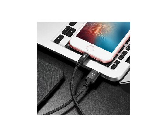 Дата кабель USB 2.0 AM to Lightning 1.0m 2A nylon X14 black HOCO (6957531062820), изображение 9