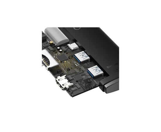Концентратор Baseus USB-C 6-in-1 HDMI + 2xUSB 3.0 + USB-C + SD/TF black (WKQX050001), изображение 8
