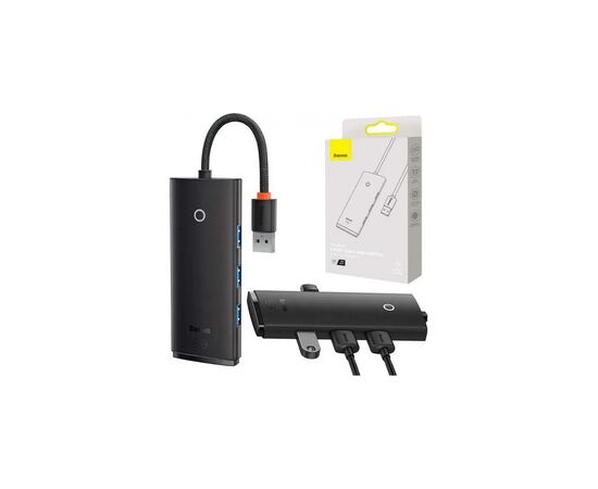Концентратор Baseus USB 3.0 to 4xUSB 3.0 0.25m black (WKQX030001), изображение 3