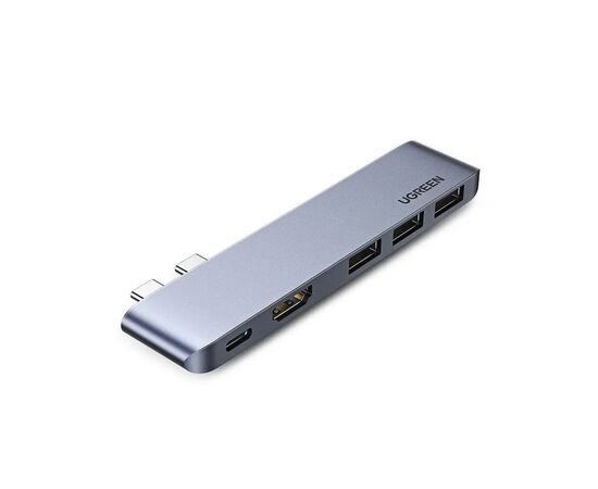 Концентратор Ugreen 2xUSB-C to 3xUSB 3.0 + HDMI + USB-C CM251 gray (60559)
