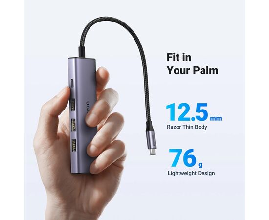 Концентратор Ugreen USB-C to HDMI + 3xUSB 3.0 + PD CM511 gray (15596), изображение 3