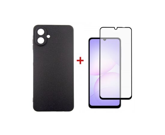 Чехол для мобильного телефона Dengos Carbon Kit for Samsung Galaxy A07 case + glass Black (DG-KM-162)