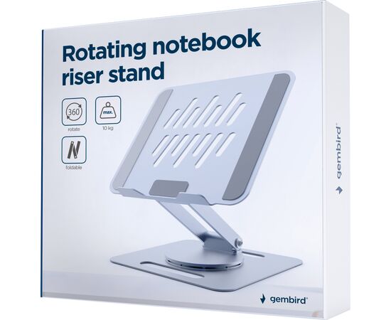 Подставка для ноутбука Gembird до 15.6", регулируемая, вращающаяся, алюминий (NBS-DR1-01), изображение 4