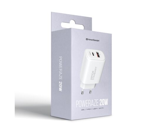 Зарядний пристрій Armorstandart 1xUSB-C PD25W + 1xUSB QC3.0 GaN white (ARM87066), зображення 5