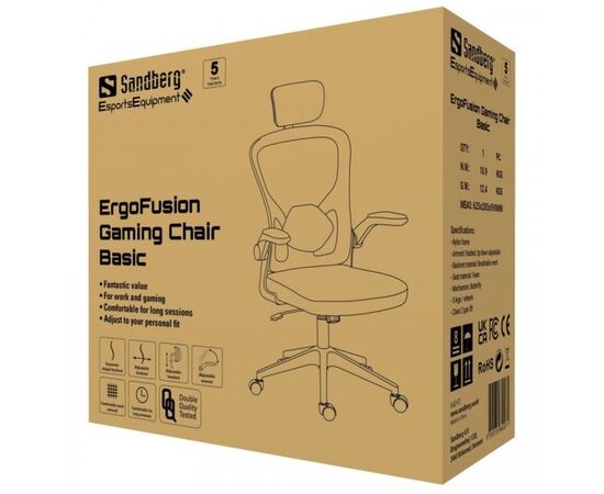 Кресло игровое Sandberg ErgoFusion Gaming Chair Basic Black (640-97), изображение 6