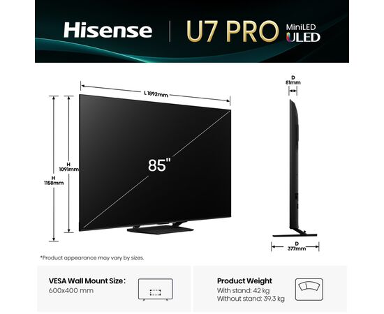 Телевизор Hisense 85U7Q PRO, изображение 2