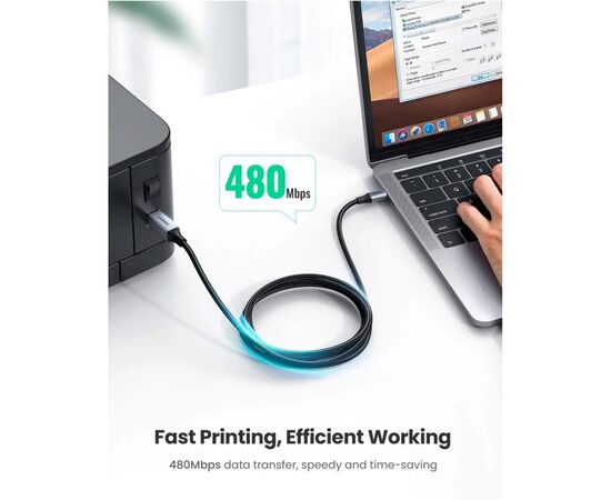 Кабель для принтера USB-C to BM 1.0m black UGREEN (45034), зображення 3