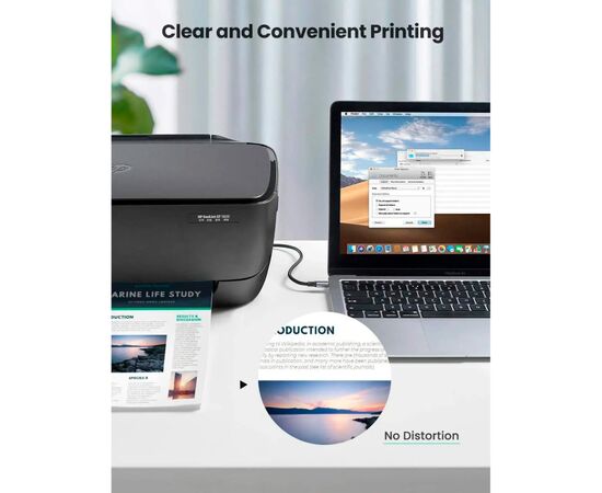 Кабель для принтера USB-C to BM 1.0m black UGREEN (45034), зображення 6