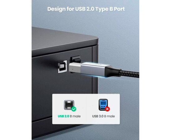 Кабель для принтера USB-C to BM 1.0m black UGREEN (45034), зображення 8