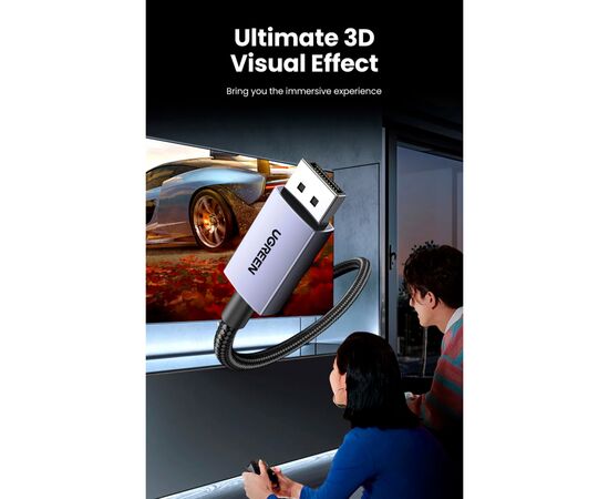 Кабель мультимедийный DisplayPort M to DisplayPort M 2.0m 16K DP118 black UGREEN (15384), изображение 11