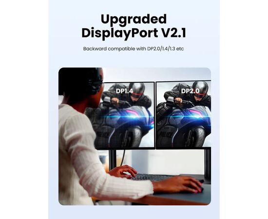 Кабель мультимедийный DisplayPort M to DisplayPort M 2.0m 16K DP118 black UGREEN (15384), изображение 9