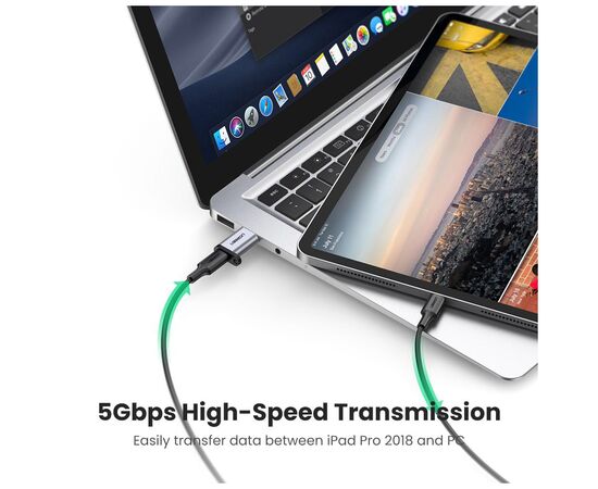 Переходник USB 3.0 AM to USB-C F gray UGREEN (50533), изображение 3