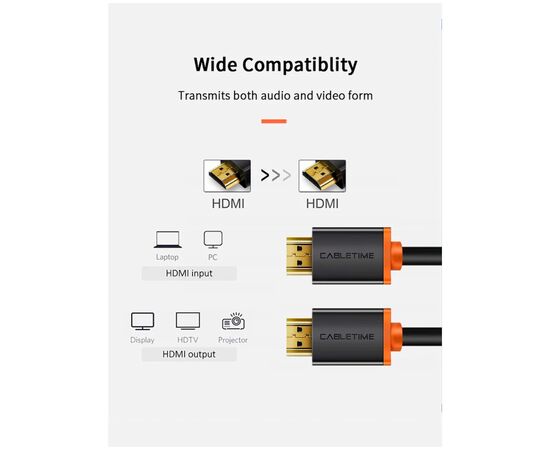 Кабель мультимедийный HDMI M to HDMI M 1.0m V2.0 4K60Hz Cabletime (CA915293), изображение 6