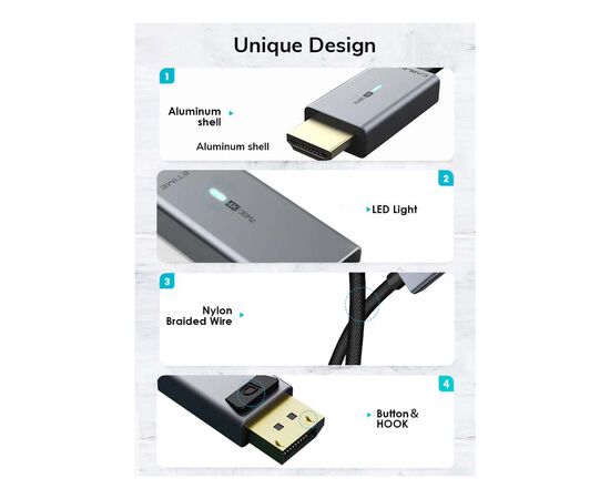 Кабель мультимедийный DisplayPort M to HDMI M 1.8m 4K30Hz Cabletime (CA915323), изображение 2