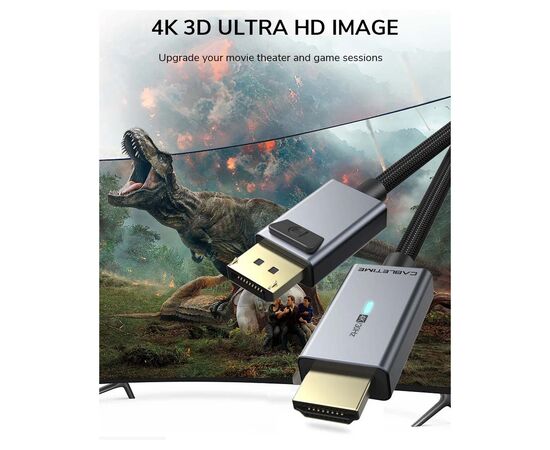 Кабель мультимедийный DisplayPort M to HDMI M 1.8m 4K30Hz Cabletime (CA915323), изображение 4