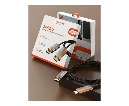 Кабель мультимедійний DisplayPort M to HDMI M 8K60Hz Cabletime (CA916405), зображення 2