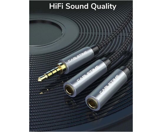 Кабель мультимедийный 3.5mm M to 2x3.5mm F 0.2m Cabletime (CA915248), изображение 3