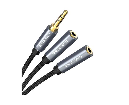 Кабель мультимедийный 3.5mm M to 2x3.5mm F 0.2m Cabletime (CA915248)