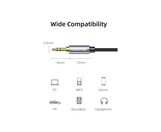 Кабель мультимедийный 3.5mm M to 3.5mm F 3.0m Cabletime (CA915255), изображение 3