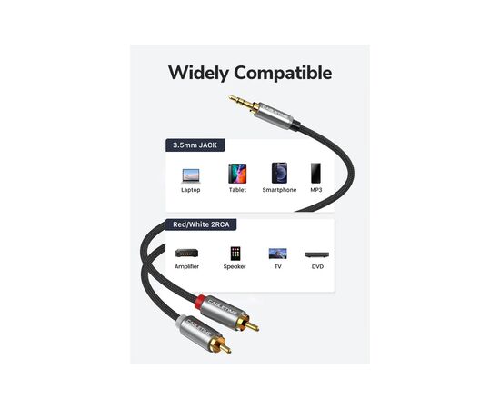 Кабель мультимедийный 3.5mm M to 2xRCA M 3.0m Cabletime (CA914067), изображение 3