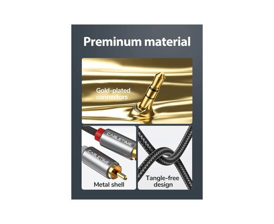 Кабель мультимедийный 3.5mm M to 2xRCA M 3.0m Cabletime (CA914067), изображение 5