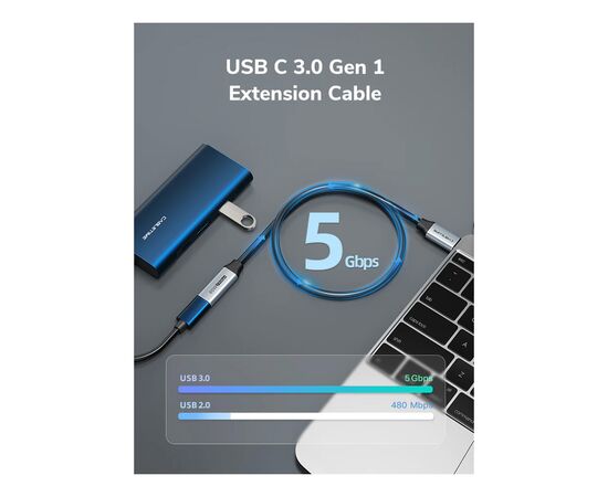 Дата кабель USB-C M to USB-C F 0.5m 5Gbps 60W 4K60Hz Cabletime (CA913664), изображение 4