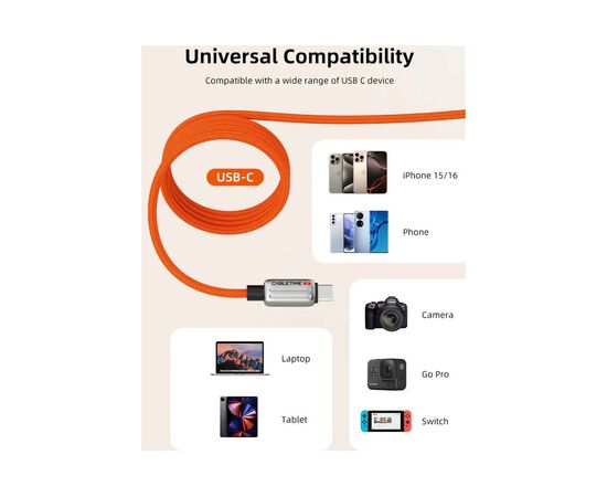 Дата кабель USB-C to USB-C 2.0m PD240W magnetic Cabletime (CA915729), изображение 8