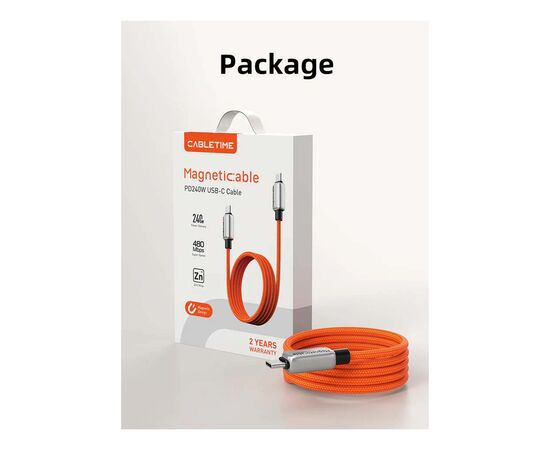 Дата кабель USB-C to USB-C 2.0m PD240W magnetic Cabletime (CA915729), изображение 9